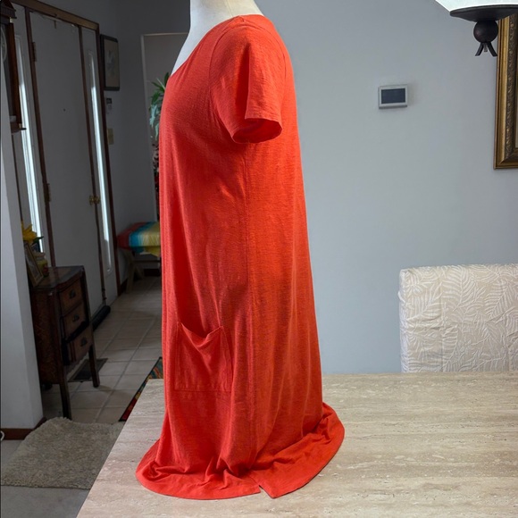 NWOT Orange Eileen Fisher Hemp & Organic Cotton dress, Excellent Condition. - Picture 2 of 12